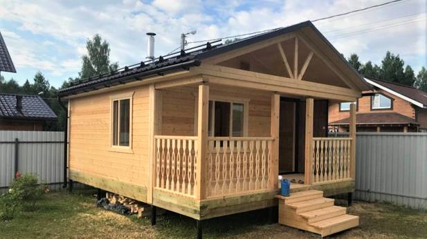 В бане и шайками закидают! Построенная баня 5х6,5 из сухого профилированного бруса, просто прелесть смотреть онлайн