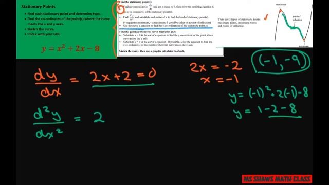 Find stationary points and sketch curve of y= x^2 + 2x -8. Calculus смотреть онлайн