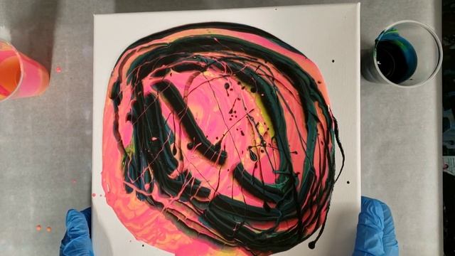 Infinity Pour NEON and GLOW-IN-THE-DARK! New acrylic pour technique смотреть онлайн