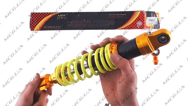 A 737 Амортизатор универсальный (+ переходник) 350mm, тюнинговый (оранжево-лимонный) NDT