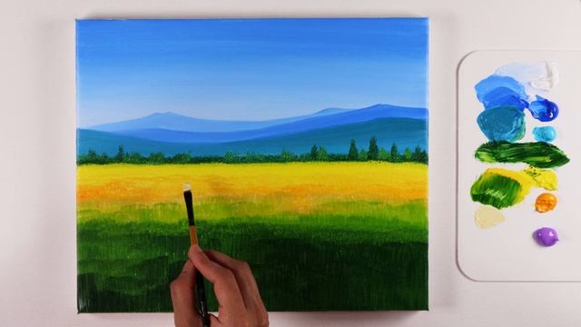 Sunflower Field Acrylic Painting | Painting Tutorial смотреть онлайн