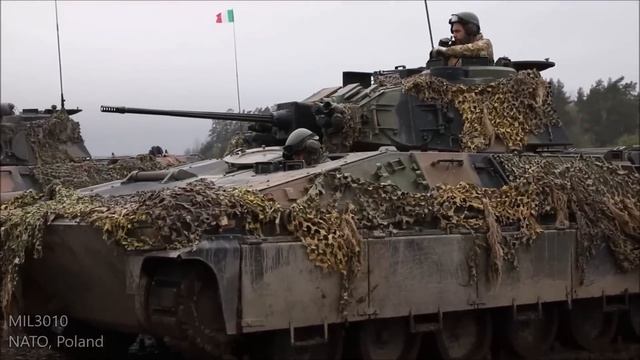 NATO Alliance. Tanks and combat vehicles during military exercises in Poland. смотреть онлайн