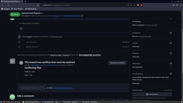 How to resolve git merge conflicts (VSCode) смотреть онлайн