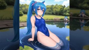 Девочки купаются в прудах