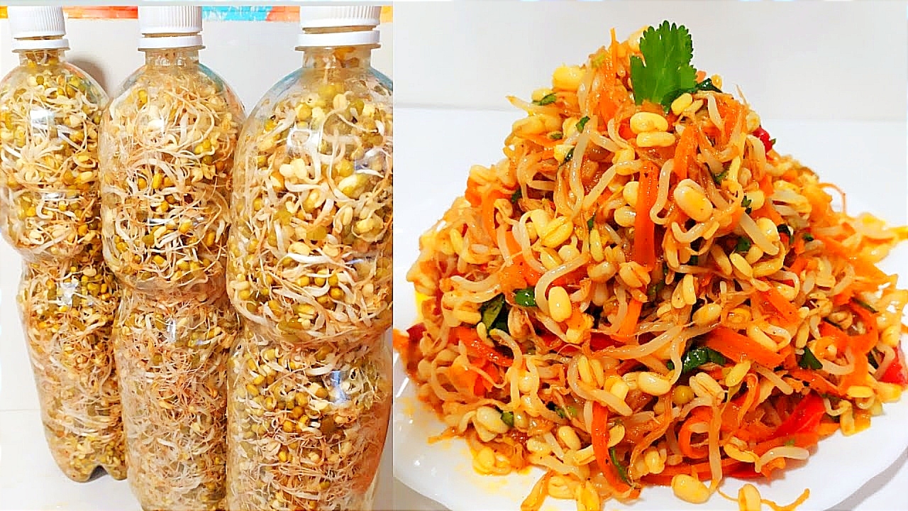 САЛАТ КОТОРЫМ СРАЗИТЕ ВСЕХ! ГОСТИ ОТ НЕГО В ВОСТОРГЕ!САЛАТ ИЗ ПРОРОСШИХ БОБОВ МАШ!ПРОРАЩИВАЕМ ФАСОЛЬ смотреть онлайн