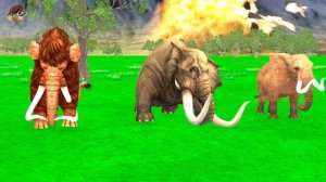 10 Zombie Tigers vs 10 Hyenas vs Titanoboa Snake Attack Cow Cartoon Saved by Woolly Mammoth Elephan