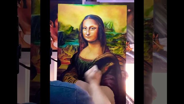 Ramón Lainez painting Mona Lisa en óleo sobre madera 21x30 смотреть онлайн