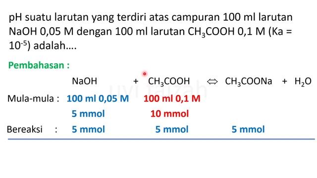 pH suatu larutan yang terdiri atas campuran 100 ml larutan NaOH 0,05 M dengan 100 ml larutan CH3COO смотреть онлайн
