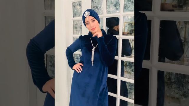 Шикарное Платье / wonderful Dress Maraam - велюр синего цвета . Купить - www.FatmaFashion.ru смотреть онлайн