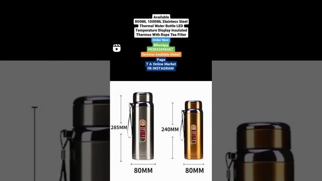 800ML 1000ML Stainless Steel Thermal Water Bottle LED Temperature Display Insulated Thermos смотреть онлайн