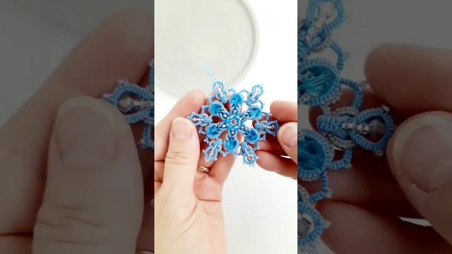 Снежинка фриволите #frivolite #фриволите #tatting