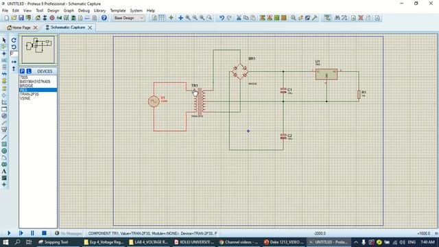 Experiment 4 Voltage Regulator Using LM 7805 & LM 7905 using Proteus Software смотреть онлайн