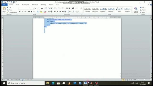 PENGGUNAAN APLIKASI MATLAB (Mencari Sistem Persamaan Linear- Metode Gauss Jordan) смотреть онлайн