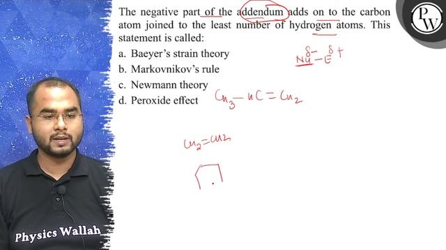 The negative part of the addendum adds on to the carbon atom joined... смотреть онлайн