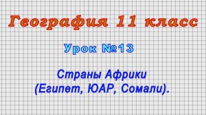 География 11 класс (Урок№13 - Страны Африки (Египет, ЮАР, Сомали).)