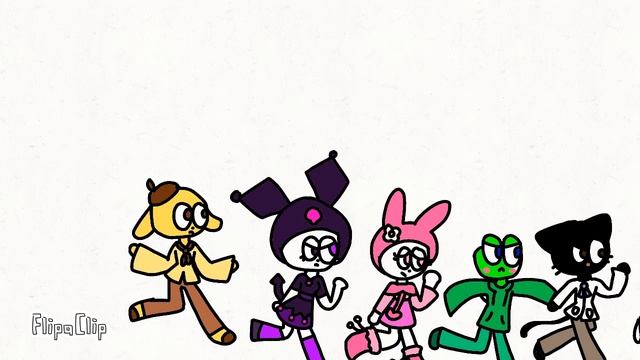 chococat,keroppi,melody,kuromi,and purin chase hello kitty but it's animated смотреть онлайн