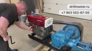 Запуск бурового насоса НБ-200 (200 л.м, 70 атм) на складе DRILLMASTER.