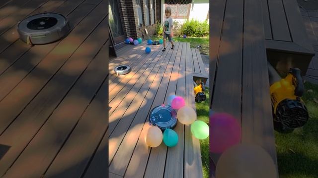 Roomba Bumper Cars!!! How many balloons will POP?????? 🤣 смотреть онлайн