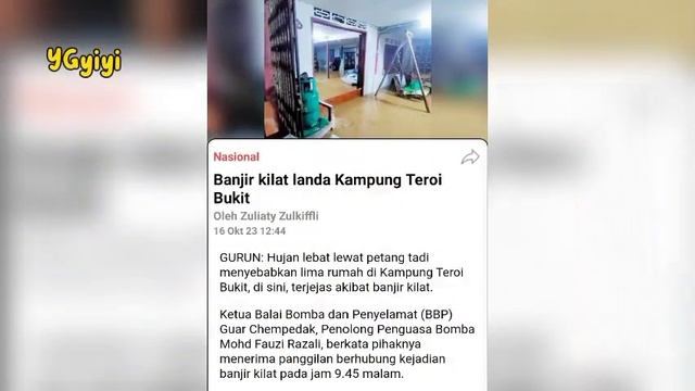 Banjir kilat landa Kampung Teroi Bukit😲😳 смотреть онлайн