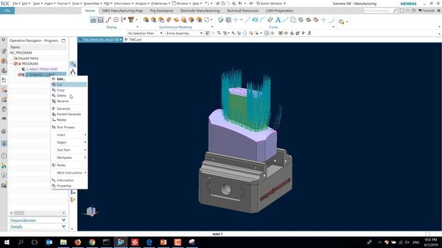 Siemens NX CAM 5 Axis Tutorial Part6-Zlevel 5 Axis Tool Axis Away From Curve смотреть онлайн