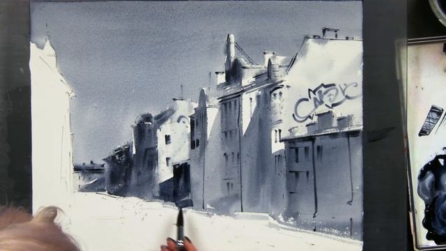 Городской пейзаж акварелью. Рисует художник Татьяна Анисимова. смотреть онлайн