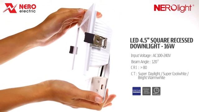 NEROLIGHT LED 4.5" SQUARE RECESSED DOWNLIGHT - 16W смотреть онлайн