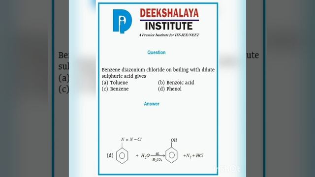 Benzene diazonium chloride on boiling with dilute sulphuric acid gives смотреть онлайн