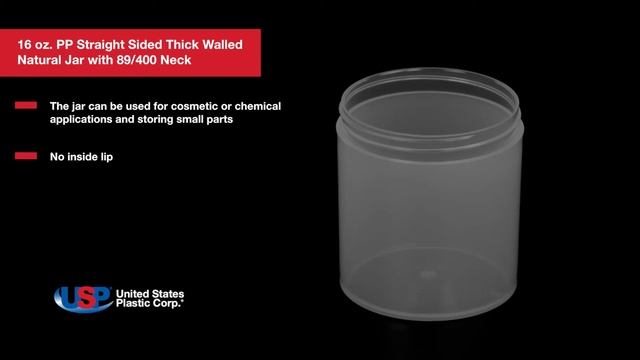 16 oz. PP Straight Sided Thick Walled Natural Jar with 89/400 Neck | U.S. PLASTIC CORPORATION® смотреть онлайн