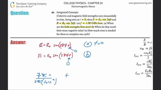 24.46 | If electric and magnetic field strengths vary sinusoidally in time, being zero at 𝑡=0, then смотреть онлайн