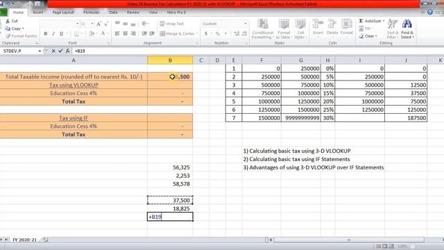 VIDEO 24 INCOME TAX CALCULATION FY 2020 21 WITH 3-D VLOOKUP смотреть онлайн