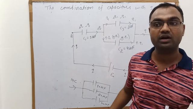 The combination of capacitors with C1=3μF,C2=4μF and C3=2μF is charged by connecting AB смотреть онлайн