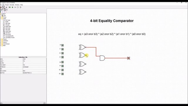 Logisim: 4-Bit Equality Comparator смотреть онлайн