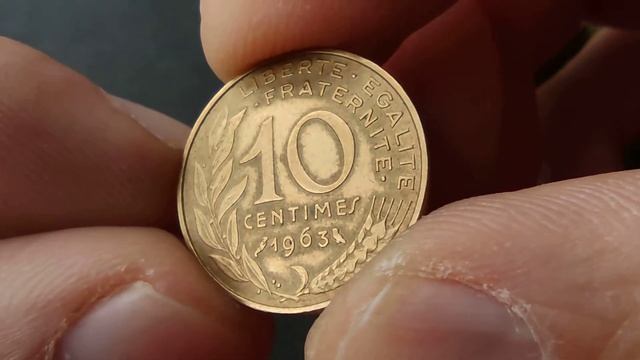 10 centimes 1963 FRANCE, (this coin worth around: 0.10¢ to 0.15¢) смотреть онлайн