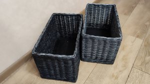 МК. Чёрная Простая коробка из бумажной лозы. #377