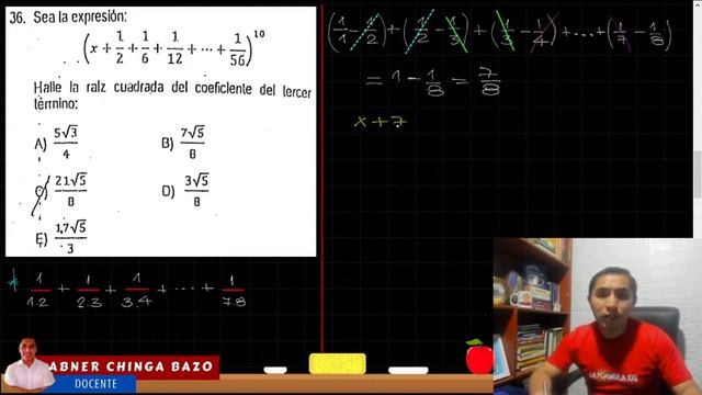 EXAMEN ORDINARIO 2018 - I UNJFSC // PREGUNTA 36 DE ALGEBRA (BINOMIO DE NEWTON) смотреть онлайн