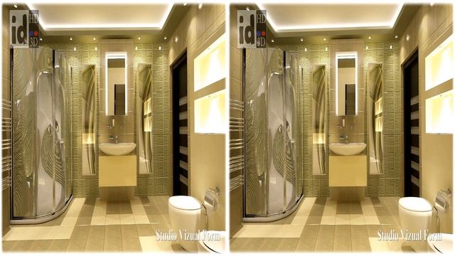 Bathroom interior design styling with modern LED ceiling lights Film 3D HD смотреть онлайн