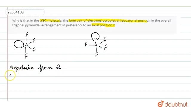 Why is that in the `SF_(4)` molecule, the lone pair of electrons occupies an equatorial смотреть онлайн