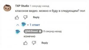 Когда MrBeast отвечает на твой комментарий