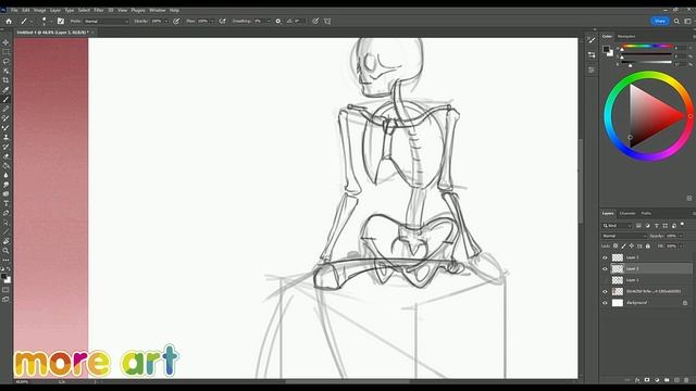 Как нарисовать скелет и мышцы человека? /Курс «Рисование в Photoshop для начинающих» от more-art.ru смотреть онлайн