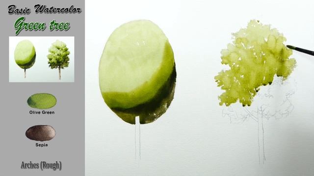 [ 3 minute Watercolor - Watch and Learn ] Understanding water concentration Green Tree. NAMIL ART смотреть онлайн