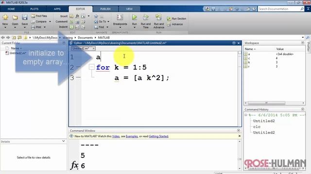 ece180 matlab: For loop смотреть онлайн