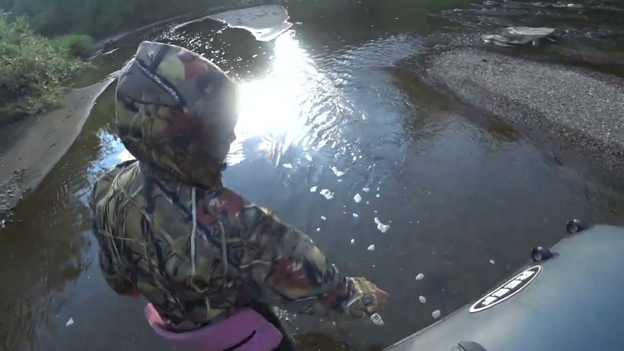 Ловим ХАРИУСА на спиннинг. Покоряем лесную речку на водомёте. Ночуем в избе. Лодка Reef 450 Jet. смотреть онлайн