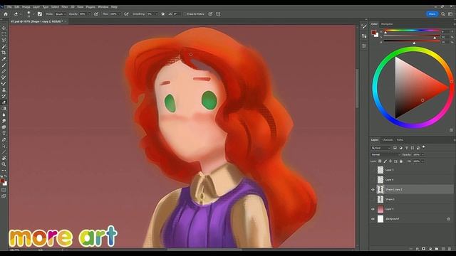 Поэтапное создание персонажа Девочка/ Курс «Рисование в Photoshop для начинающих» от more-art.ru смотреть онлайн