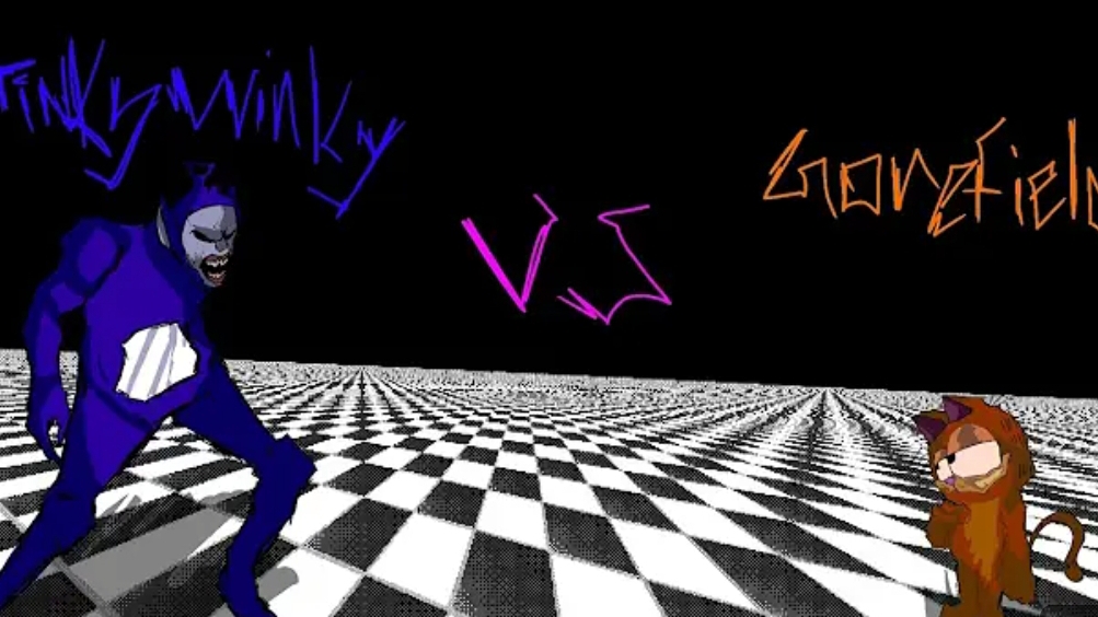 Гарфилд vs Тинки Винки 2 часть( погоня за колоннами 2)