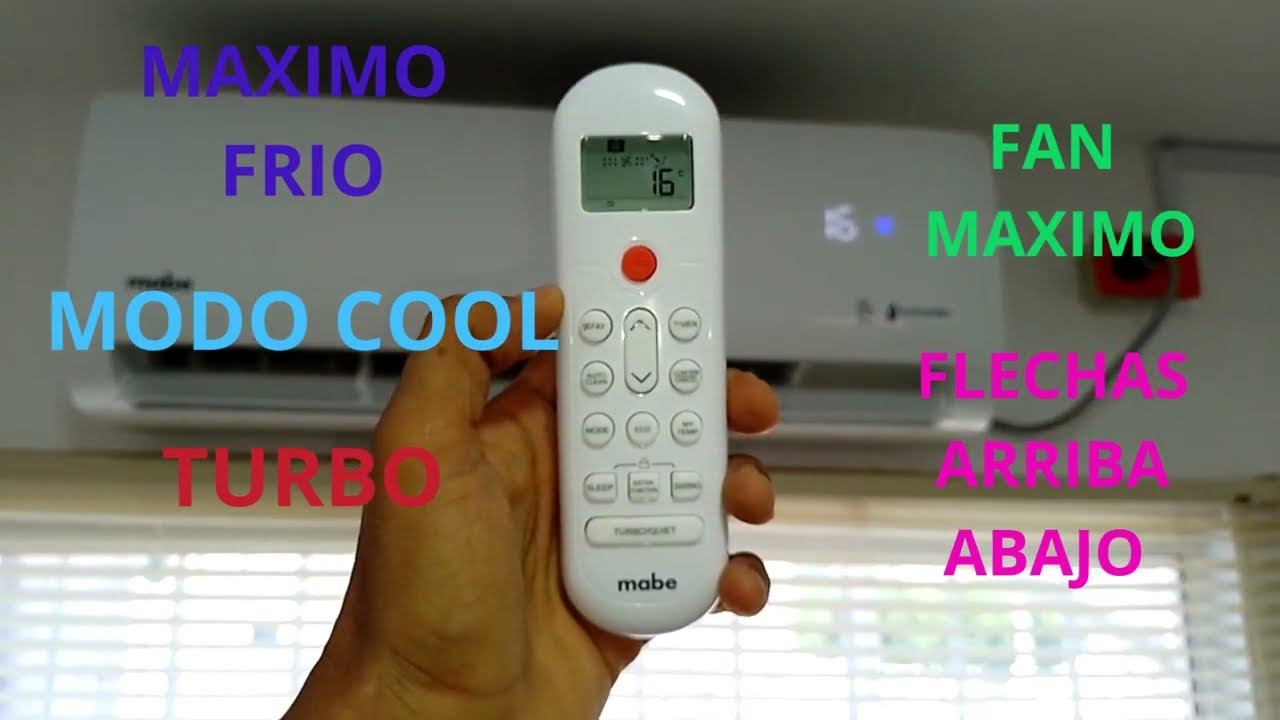 Configuración de control remoto del aire acondicionado Mabe-Máximo frio-Cool-Turbo-Fan Max-Temp 16 смотреть онлайн