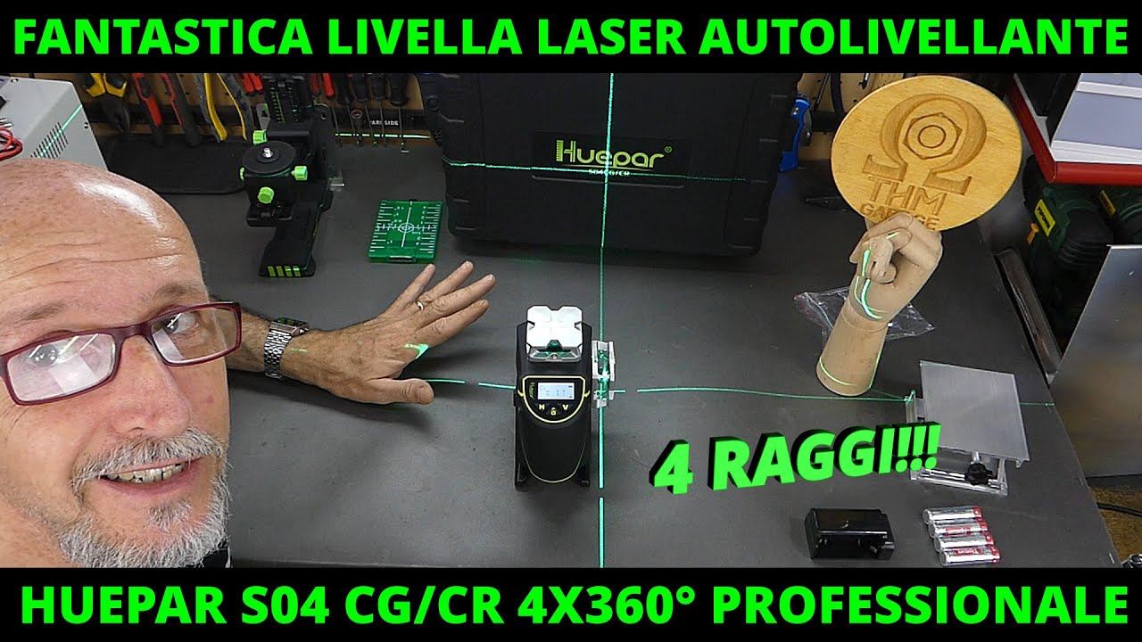 Huepar S04CG Livella Laser Autolivellante 4x360 4D 16 raggi BT. Livella professionale raggio verde смотреть онлайн