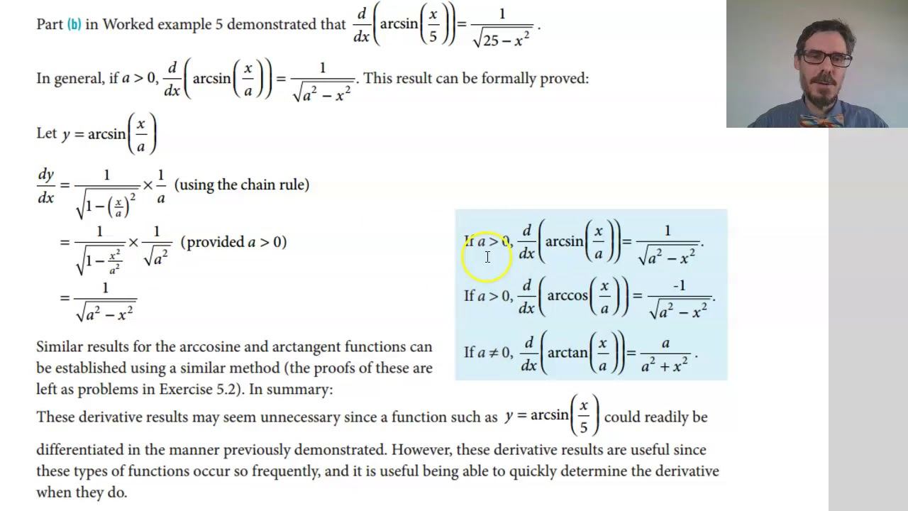 5 2c More general derivative of inverse trig смотреть онлайн