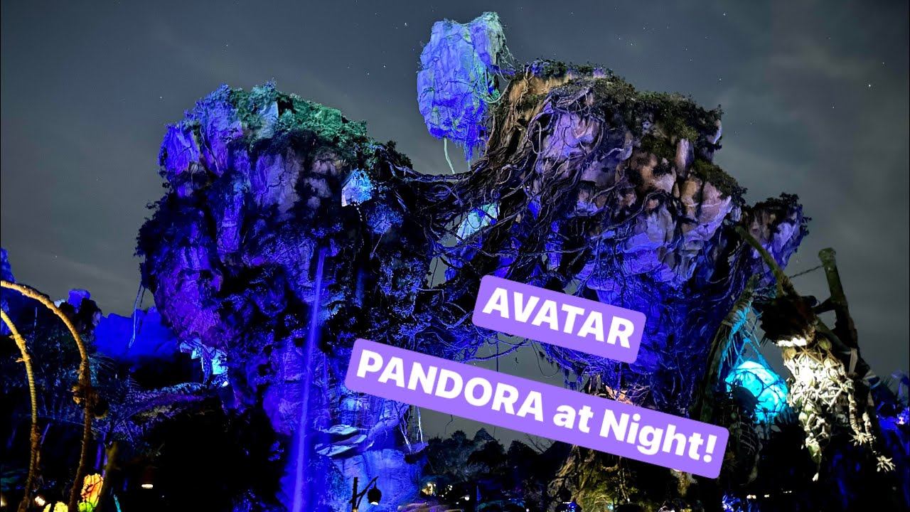 AVATAR ‘Valley of Mo’ara’ Night Time Stroll LiGHTS ON Pandora in Animal Kingdom Amazing Views! WDW смотреть онлайн