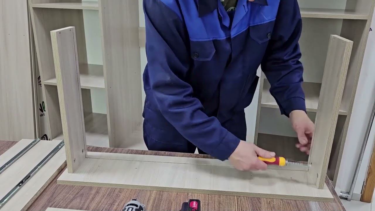 Видео сборки Анель Шкаф 4-1 Белый