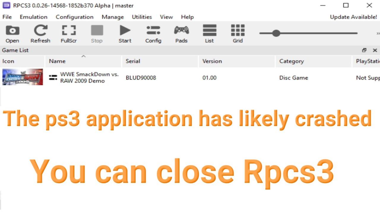 The ps3 Application has likely Crashed you can close Rpcs3 смотреть онлайн